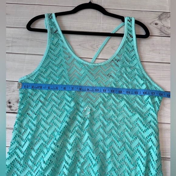 BONGO Turquoise Chevron Crochet Swim Cover-Up β Size Large Beach Swimming Summer - Picture 3 of 5